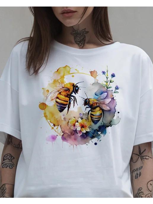 T-shirt with a bee/insect print – Summer style 4XL