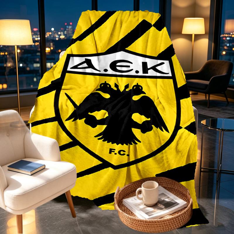 AEK Athens FC Print Blanket - Soft & Comfortable, for Bedroom, Travel, Sofa, Home Decoration - Birthday Christmas Gift for Friend