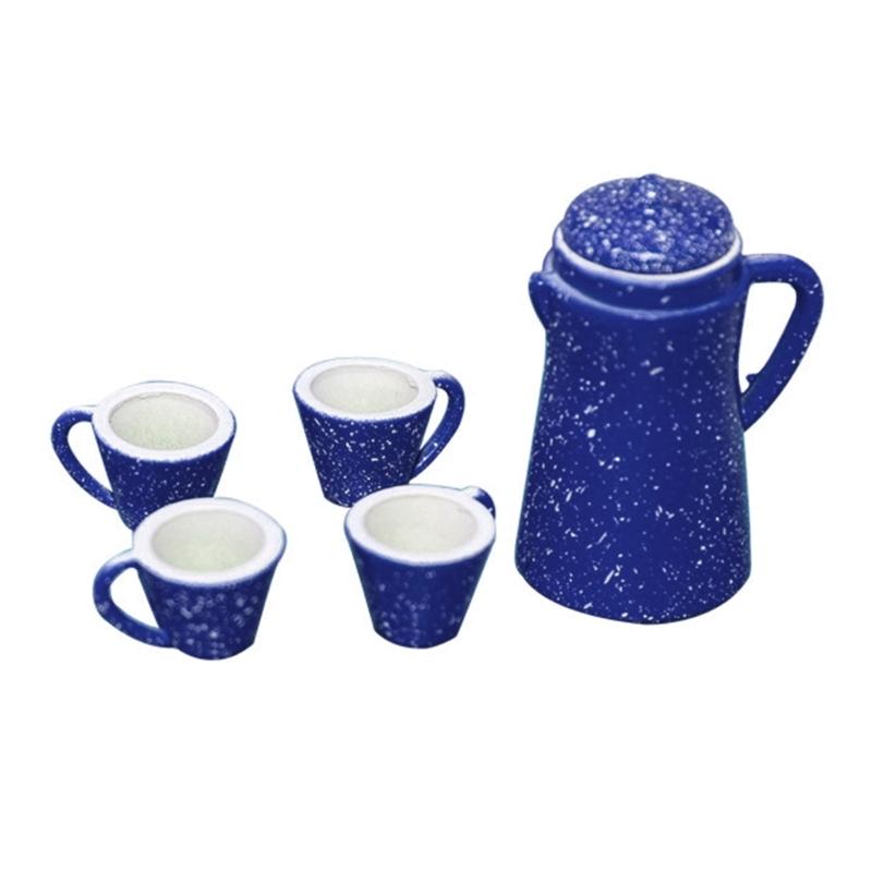 5Pcs Miniature Kettle And Cup Set For 1/12 Dollhouses Accessories And Creative Dollhouses Landsacping Decoration