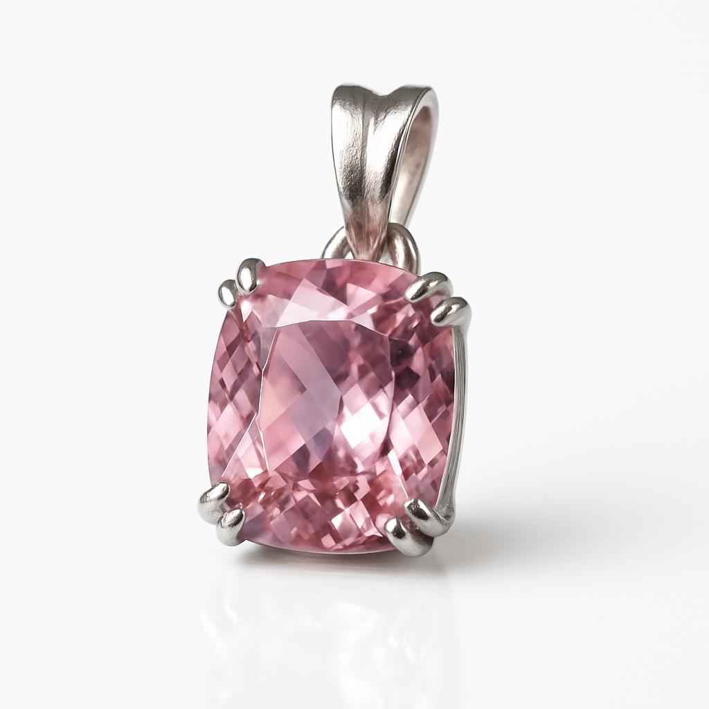 

Natural Pink Sapphire 25.6ct Cushion Cut 925 Sterling Silver Pendant Certified 14.6 mm Approx