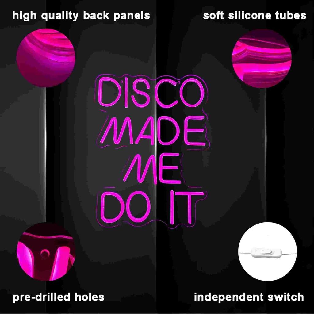 Disco Made Me Do It Led Neon Light Signs for Wall Decor, Pink Neon Light Signs for Bedroom Bachelorette Party Birthday Wedding Engagement Party Bar