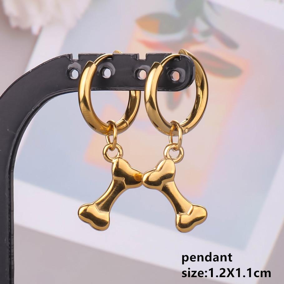 Gold Color Animal Pendant Earring Cute Sea Turtle Fish Tail Crab Stainless Steel Hoop Earrings for Women Men Accessories Jewelry