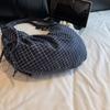 Women's Large Capacity Crossbody Bag Canvas Pleated Plaid Nylon Bag Commuter Shoulder Bag