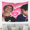 VIKAMA Hockey Couple Pink Heart Tapestry Sweet Romantic Wall Hanging For Bedroom Gaming Room And Sports Fan Spaces Decor