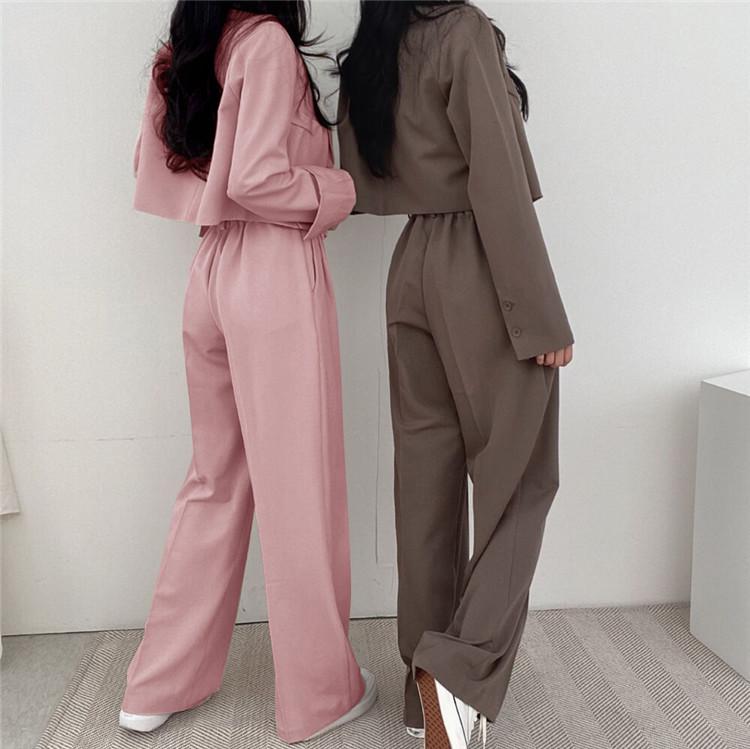 Women's Khaki Summer Suit Set: High Waist, Slimming Straight-Leg Pants, Professional Slim Fit, Versatile Temperament
