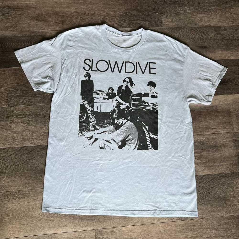 

Вінтажний Бавовняний Білий Футболка з Логотипом Гурту Slowdive Унісекс Концертний S до 5XL LO009 Унісекс Футболка XXXXL