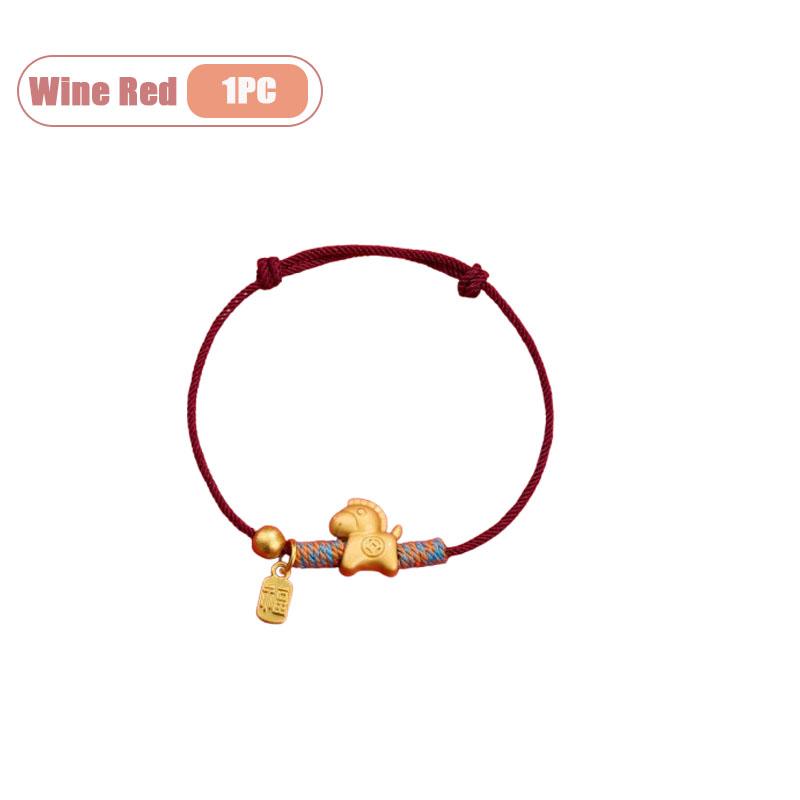 Браслет 2026 Год Лошади Красный Ручная работа Китайский Зодиак Счастливый Шнурок для Мужчин Женщин День Рождения Год Защиты Идея Подарка