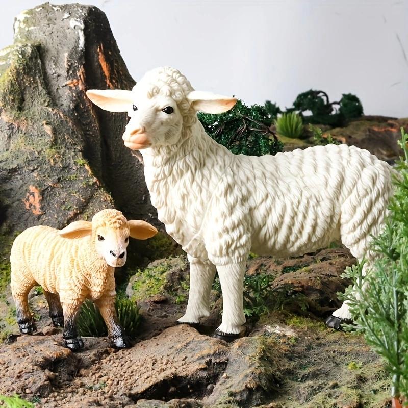 Oenux 2-Pieces Set Of Large Farm Animal Horse Cow Pig Sheep Goat Donkey Model Action Figures PVC Educational Cute Kids Toy Gift
