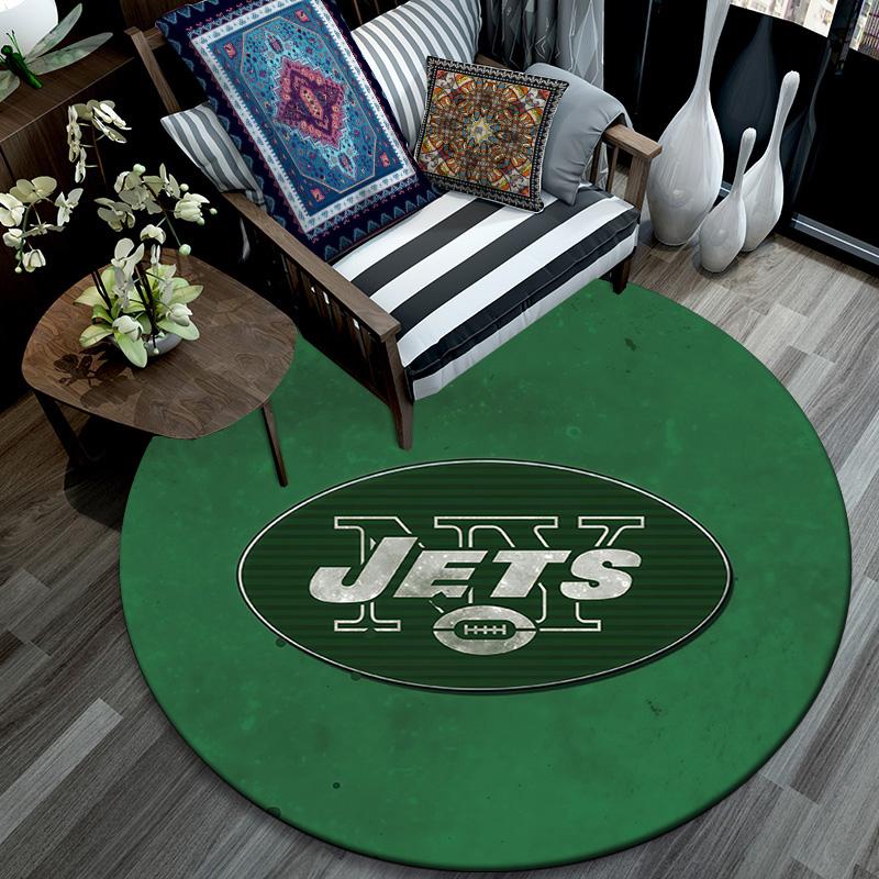 New York Jets2 Round Area Rug,Carpet Rug for Living Room Bedroom Sofa Playroom Decor,Non-slip Floor Mat