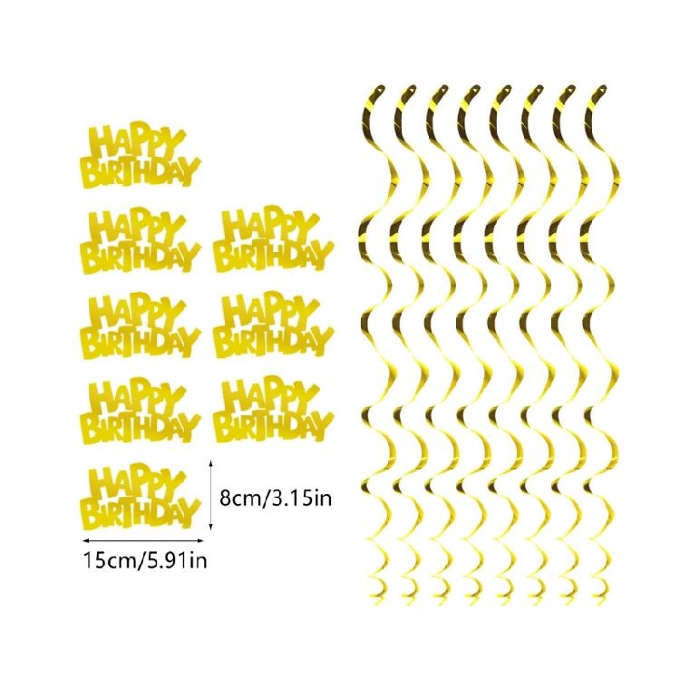 Birthday Supplies Swirls Party Decors Birthday Decors Set with Hanging Decors Spirals Hanging Set Multicolored Ornament