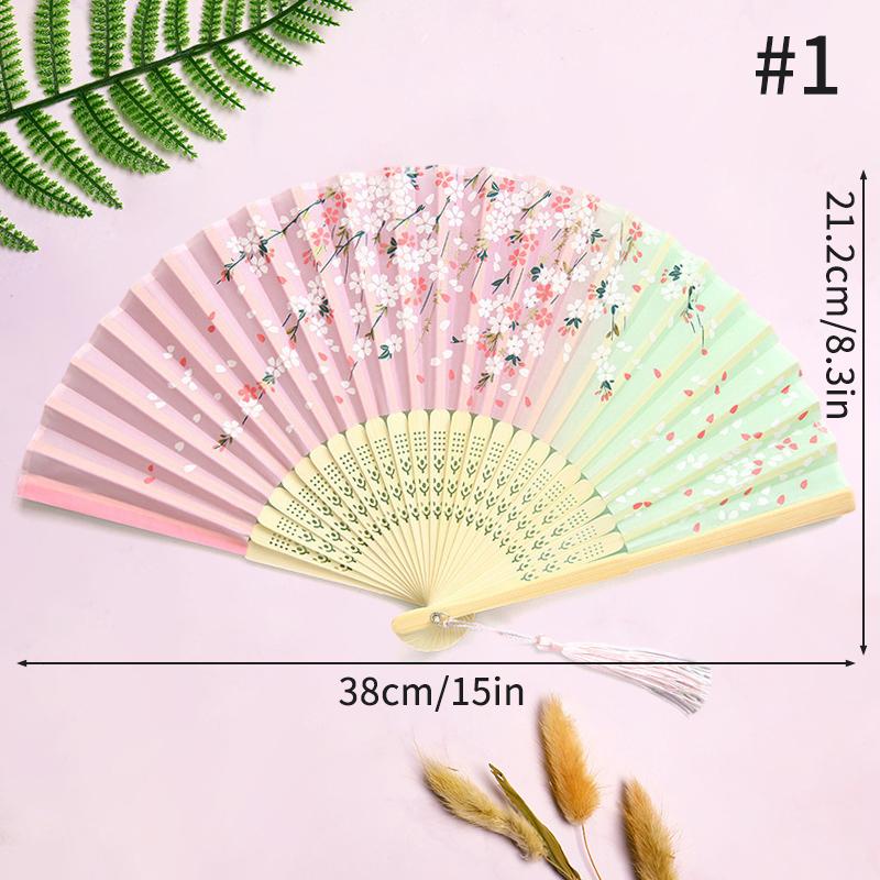 Folding Fan Lace Flower Decor Chinese Style Fan Hand Held Anitque Art Craft Japnese Summer Female Dance Home Party Decoration