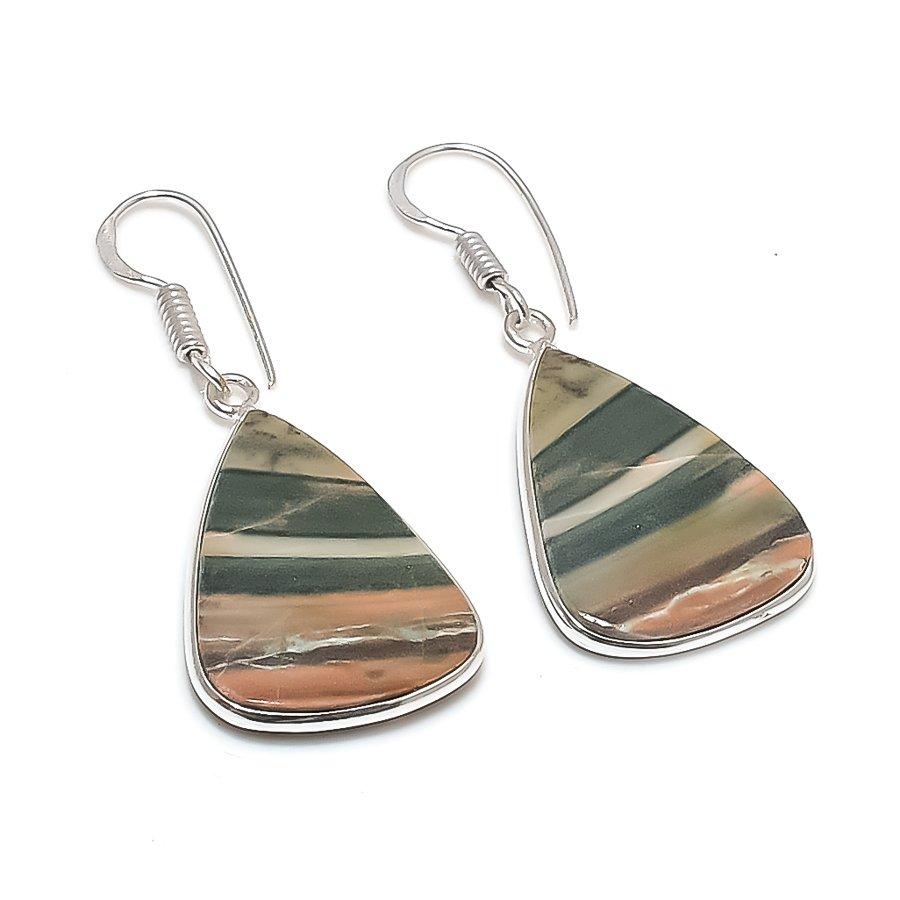 

Natural Banded Green Opal 925 Sterling Silver Jewelry Earring 1.65 D0p60