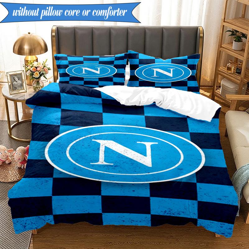 Set Lenzuola 3 Pezzi Blu Napoli Simbolo Energetico Stampa 2D (Include 1 Copripiumino + 2 Federe Senza Imbottitura), Decorazione camera da letto, Regalo ventilatore