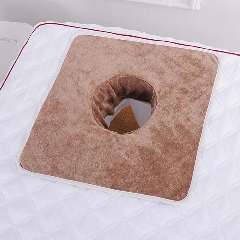 Thickened Coral Towelling Beauty SPA Massage Face Towel with Hole Reusable Bed Cover Massage Bedspread Towels Beauty Supplies коричневый