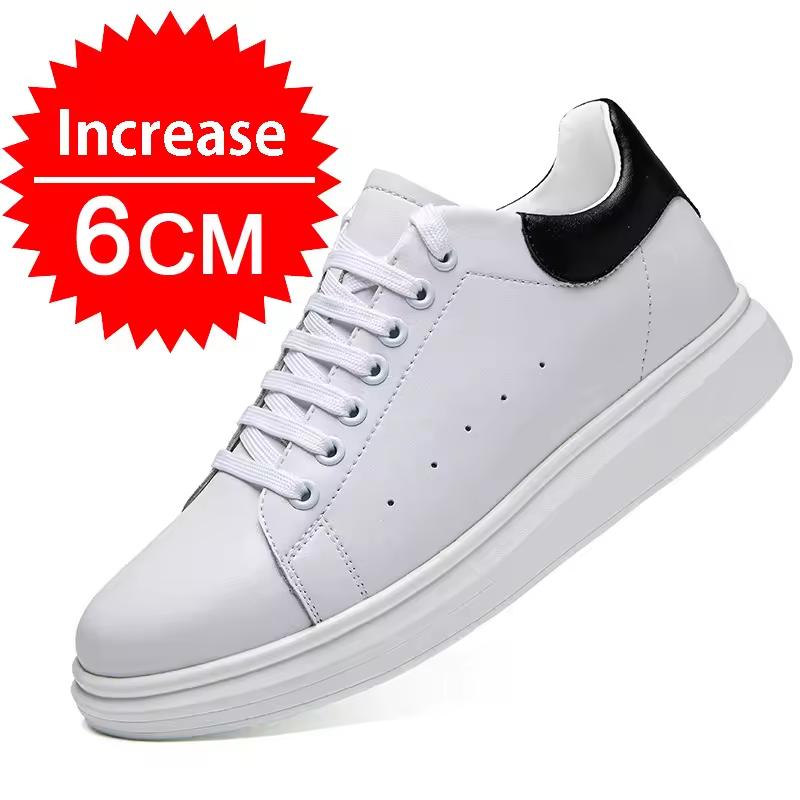 Pantofi sport din piele naturală pentru bărbați, pantofi sport cu ridicare, invizibili, respirabili, cu înălțime de 8/10 cm, adidași casual la modă pentru bărbați 2024