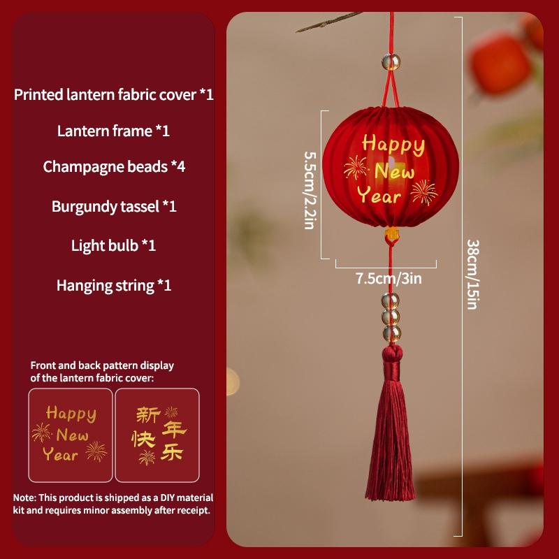 Year New Hanging Ornament Red Glowing Lanterns Chinese Mini Led Red Lantern Spring Festival Hanging Decoration
