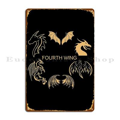 Fourth Wing Rebecca Yarros Fantasy Buchliebhaber Metallschild Wand Höhle Retro Design Kino Kneipe Blechschild Poster
