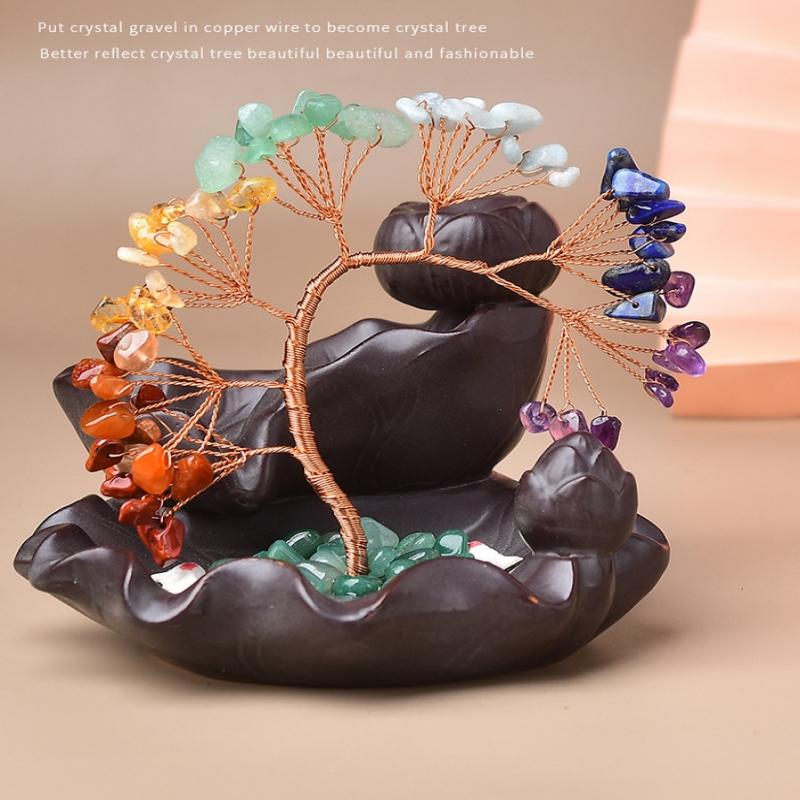 7 Chakra Tree Healing  Stone Money Tree Incense Burner Home Decor Housewarming Gift Feng Shui Decor For Wealth Good Luck
