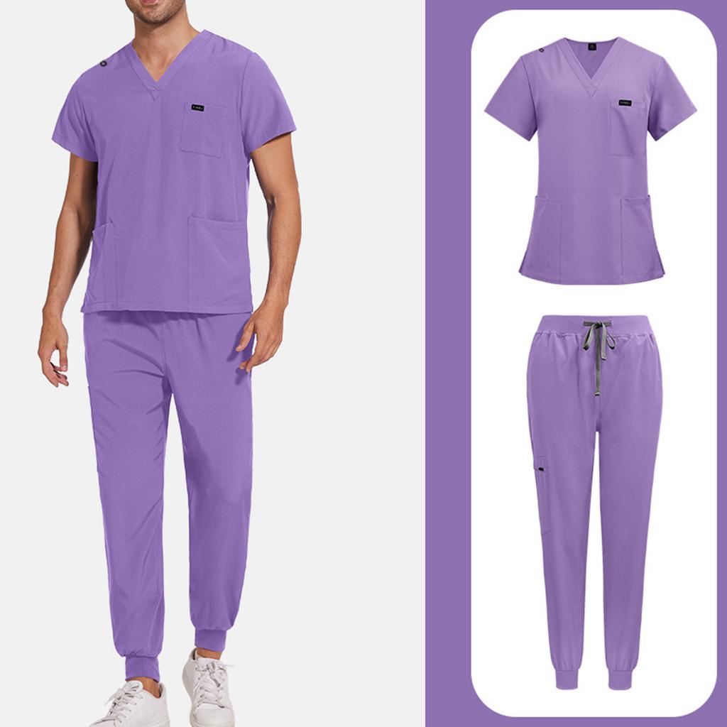 Mens' Comfortable And Casual Solid Color Short Sleeved Pants Protective Suit Set