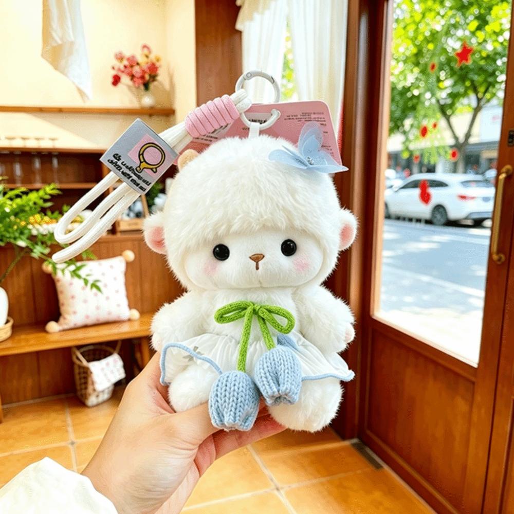 Plush Sheep Doll Keychain Lamb Shape Soft Stuffed Key Ring Bag Hanging Decor Backpack Accessories