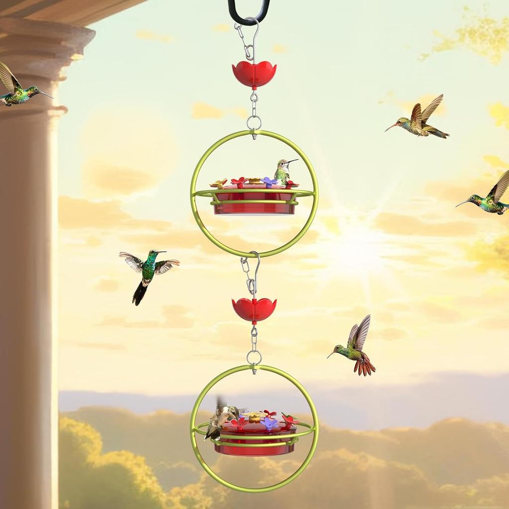 Hummingbird Feeder - Wide Mouth Nectar Feeder with Ant Moat, Easy-Refill Top & Leak-Proof, Unique Gift Outdoor Garden & Backyard Decor Hanging -