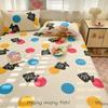 1 Pc 100%Cotton Bed Sheet Cartoon Fish Printed Fitted Sheet with Elastic Band Single/Queen/King Pure Cotton Bed Botton Sheets