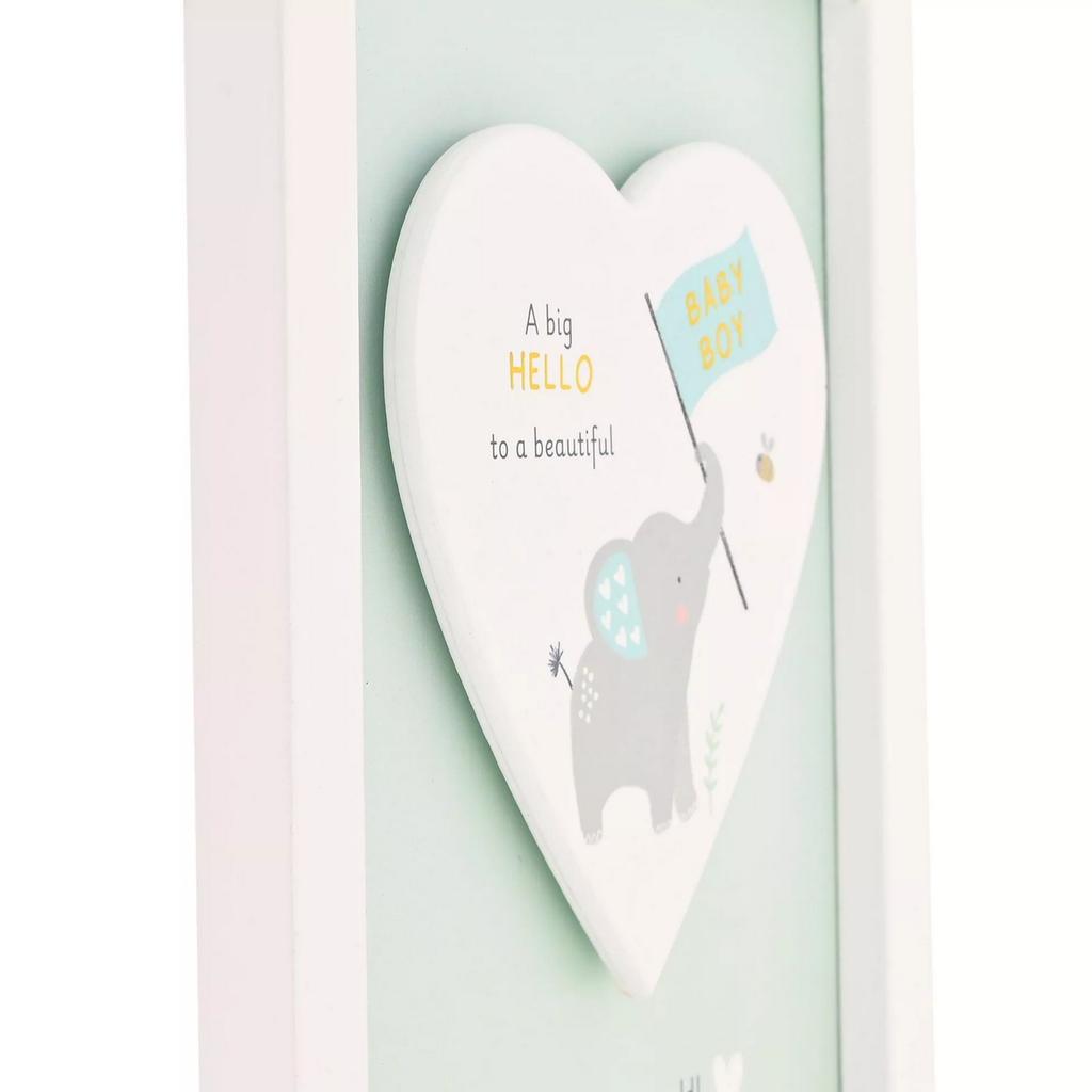 Celebrations Hello Baby Heart Baby Boy Framed Plaque