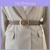 Minimalist White Leather Belt With Gold Buckle For Women And Students
