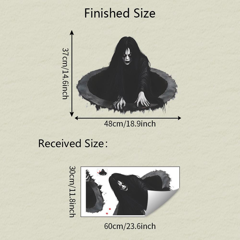 Halloween Simulation Horror Female Ghost Bedroom Living Room Floor Atmosphere Decoration Stickers