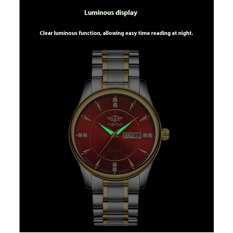 Top Brand Business Fashion Men's Watch Double Calendar Men's Luminous Waterproof Quartz Watch