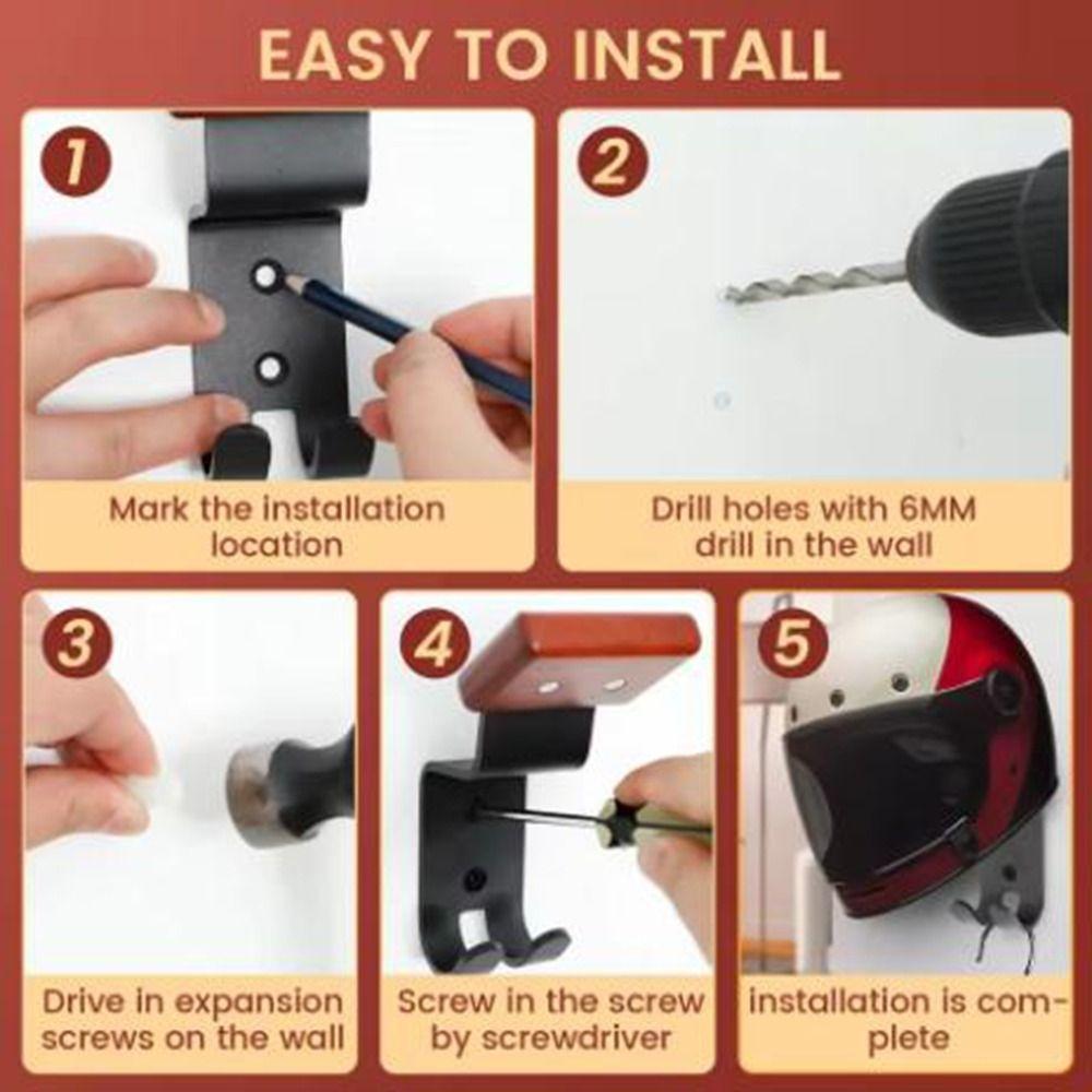 Dual Hook Motorcycle Helmet Display Stand Carbon Steel Safety Hat Rack  For Home