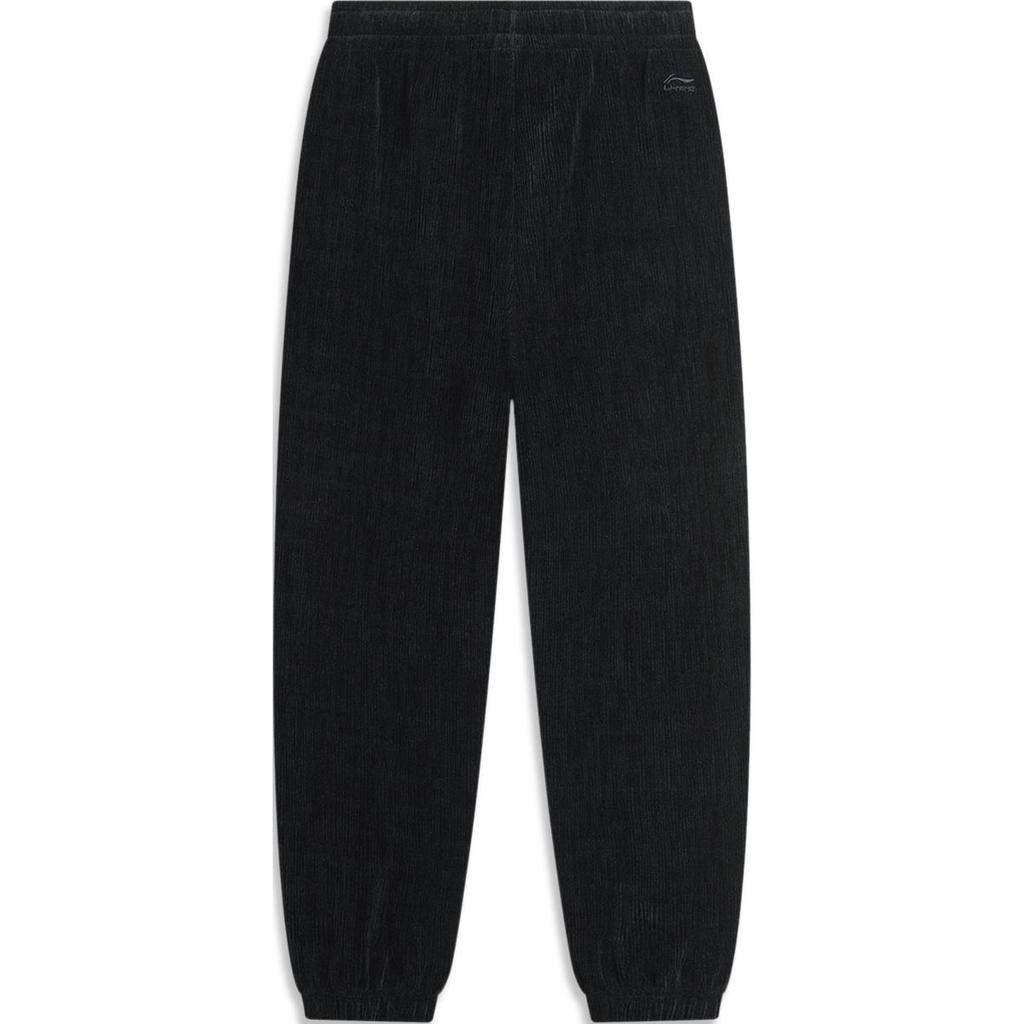 Li Ning Sports Lifestyle Series Loose Fit Cuffed Mid Waist Casual Pants Women bottoms Black AKLU324-3