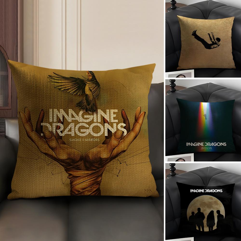 IImagine DragonsS Band Cushion Cover Natural Linen Organic Fabric DoubleSided Printing Sofa Home Decor Gift Pillow Case