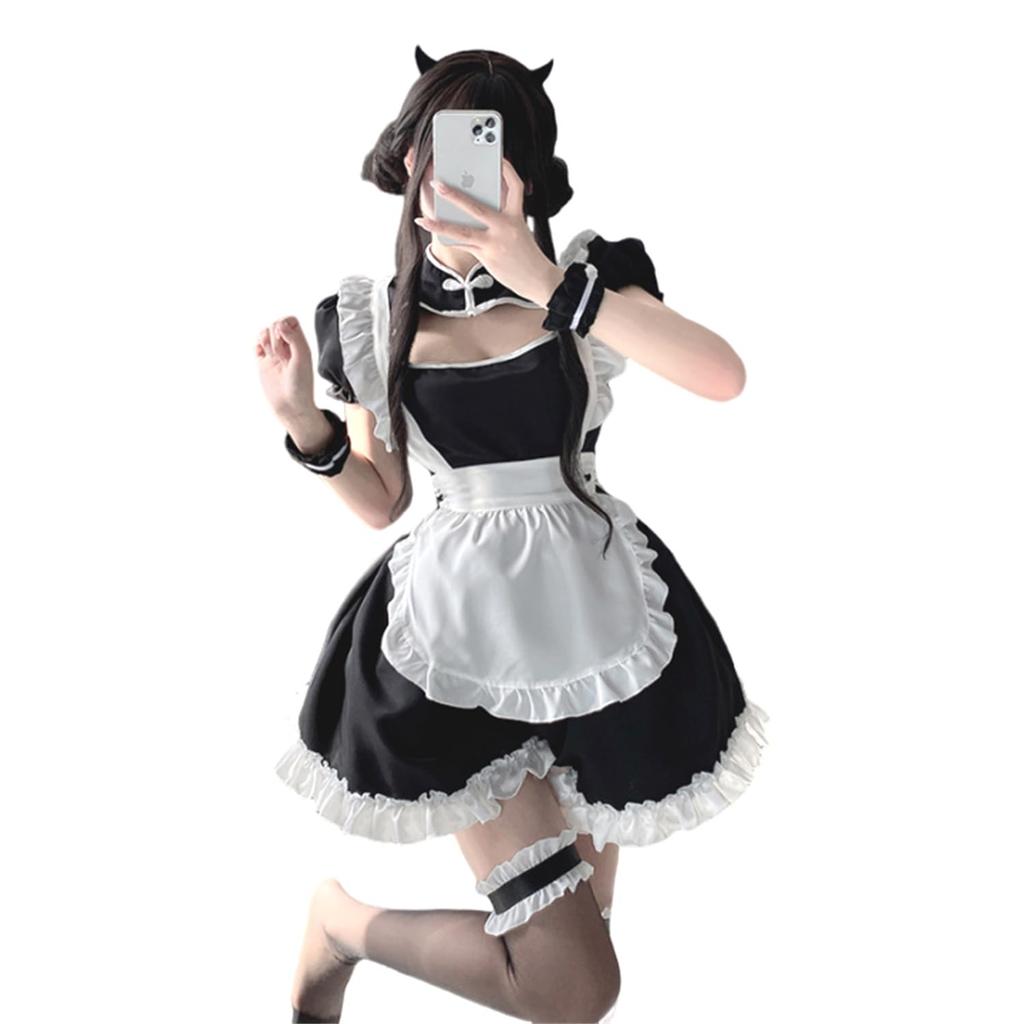 Maid Clothes Cosplay Sexy Chinese Sexy Lolita One Size Fits 6 Piece Chinese Style Maid Halloween Costume of [harukita] Set, Costume, Clothes, Apron,