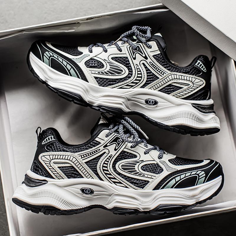 Frühlings Herrenschuhe Neue Atmungsaktive Mesh-Schuhe Herren Trend Vielseitige Plateau-Sportschuhe Lässige Papa Trendschuhe