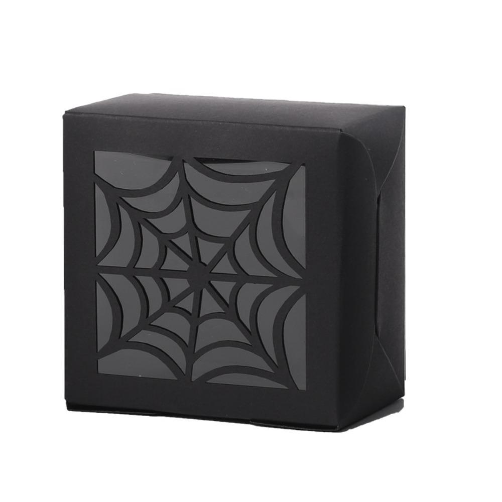 50PCS Square Halloween Candy Gift Box Kraft Paper Ghost/Pumpkin/spider Pattern Candy Packaging Box Transparent Window Cookie Box