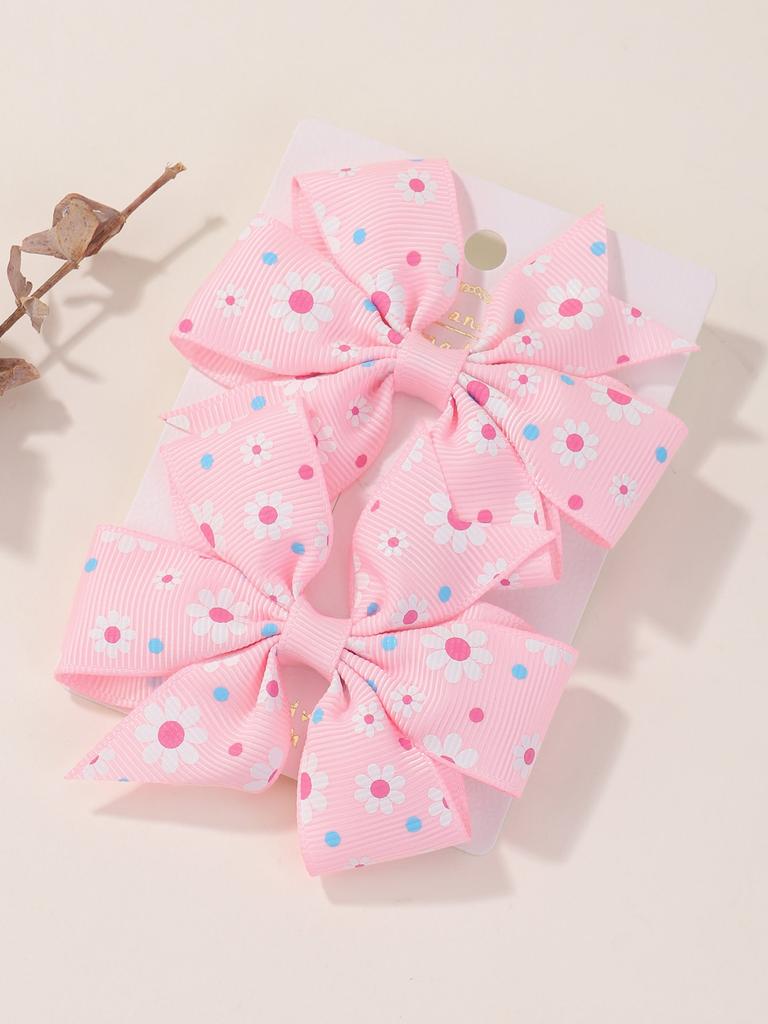 2Pcs/set 3.2'' Grosgrain Ribbon Rainbow Hair Bows Clips for Girls Boutique Hairpins Random Bowknot Handmade Hair Accessories