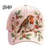 Natürlich inspirierte lässige Hut Baseballkappe für Damen, Stickerei Blumen Vogel Muster Hut, Kolibri Verstellbare Passform Gartenarbeit Sonne Frühling Sommer Draußen