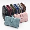 Cartera de mujer de cuero nobuk, billeteras cortas para mujer, tarjetero múltiple de 3 pliegues, billeteras de alta calidad para mujer, funda para monedero