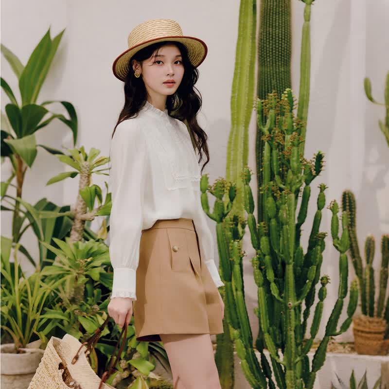 Women's Lace Splicing Commuter Shirt