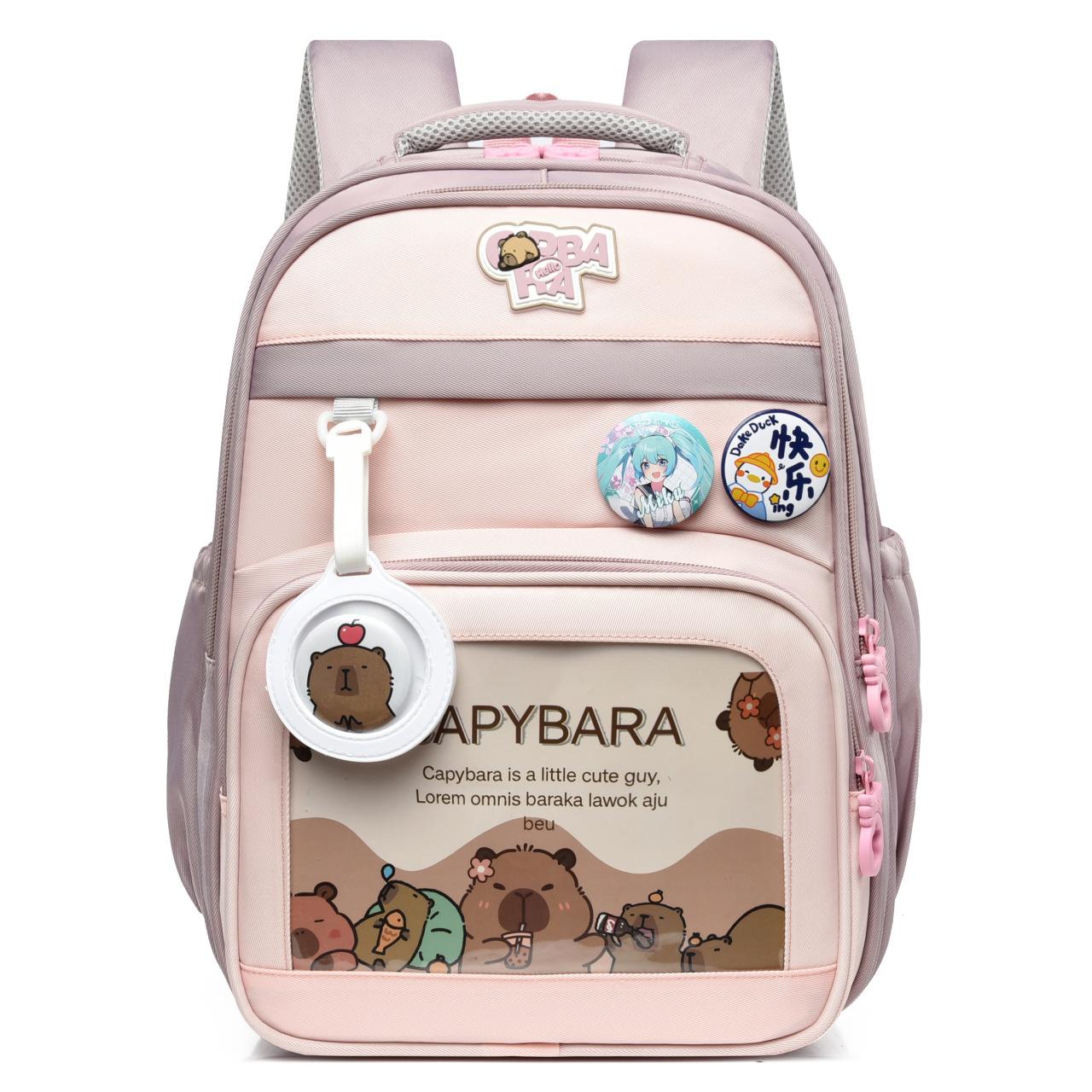 

Children s school bag, new cartoon backpack, primary school bag, large-capacity load-reducing ridge backpack, cross світло-фіолетового кольору