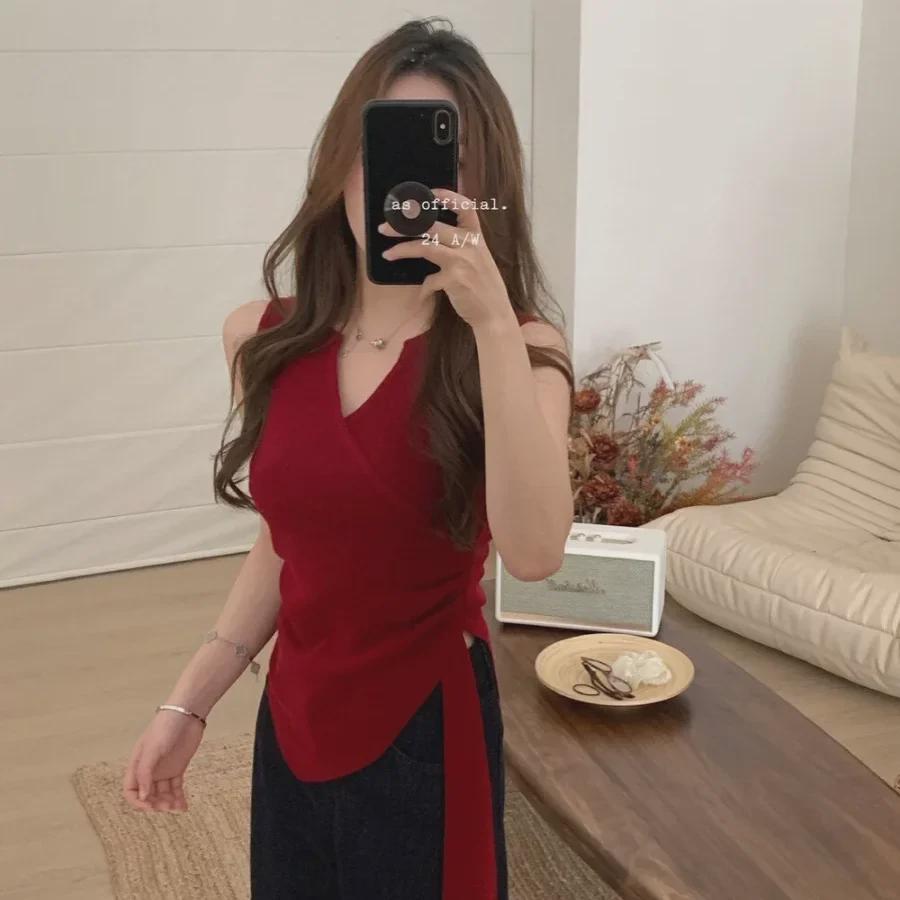 Irregular Ribbon V-Neck Camisole: Women's Chic Summer Slimming Top