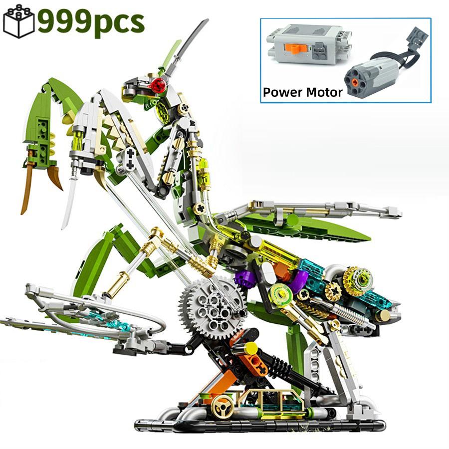 Mechanischer Hai Bausatz Meeresleben Krokodil Papagei Gottesanbeterin Frosch Mantarochen Bausteine Licht Tier Spielzeug Geschenk für Kind