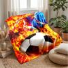 Flaming Soccer Balls in Space Theme blanket Lightweight Warm Flannel Blanket Decorative Throw Blanket for Home Decoration