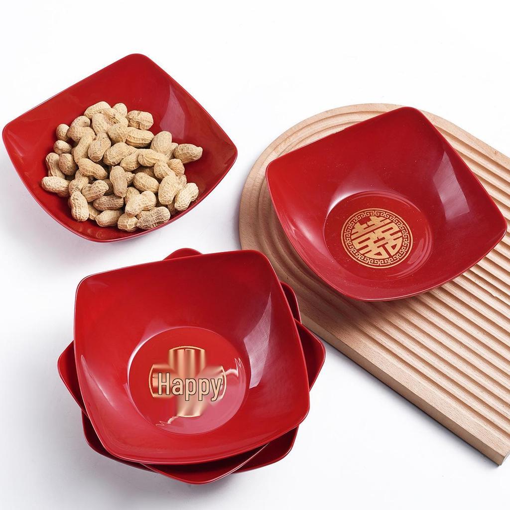 Red Fruit Wedding Tray – Home & Living Room Dried Fruit, Candy, and Snack Serving Plate for Toasting Tea