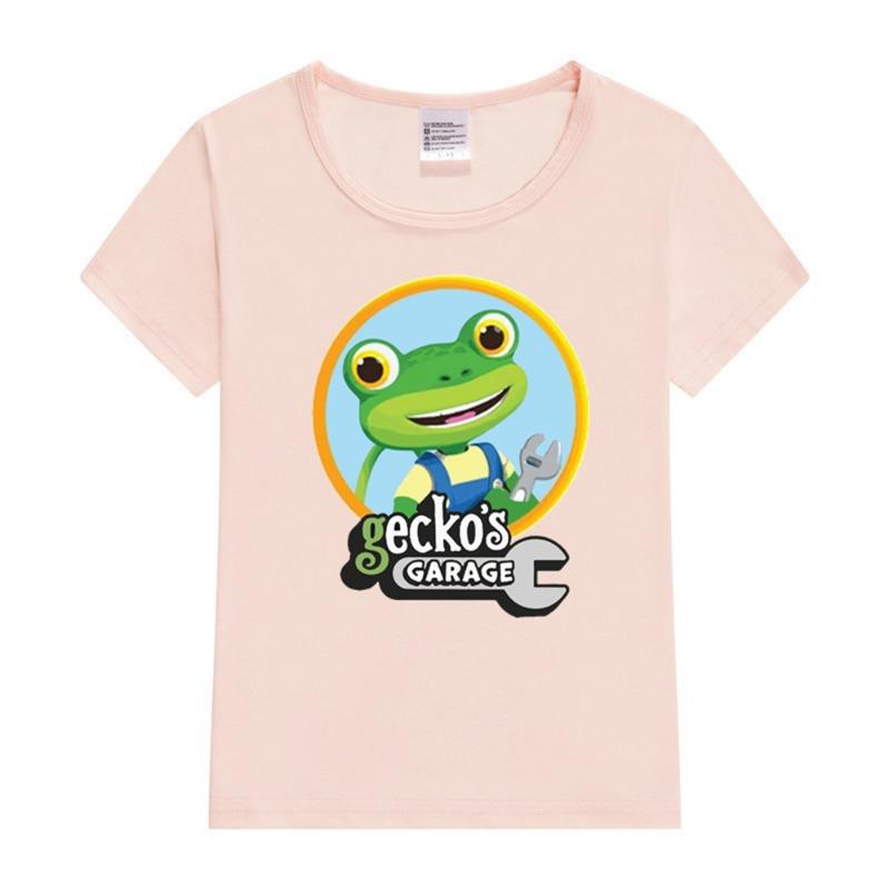 2024 Summer Fashion Boys T-Shirt Funny Cartoon Gecko'S Garage Print Children'S Clothing For Kids Tshirts Girls New Clothing Tops
