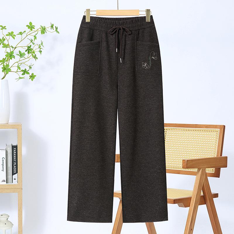 

Mom s High-Waisted Casual Wool Trousers - New 2026 Plus Size Straight-Leg for Middle-Aged & Elderly Women 5XL (Recommended for 75-85 kg) колір темно кави