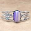 Blue Botswana Agate Gemstone Jewelry Cuff Bracelets 7''Adjustable