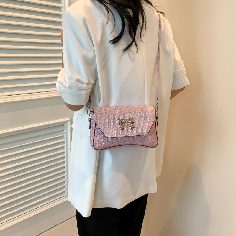 Bow Decoration Fashionable Summer New Solid Color Shoulder Bag Simple and Fashionable Commuter Shoulder Bag
