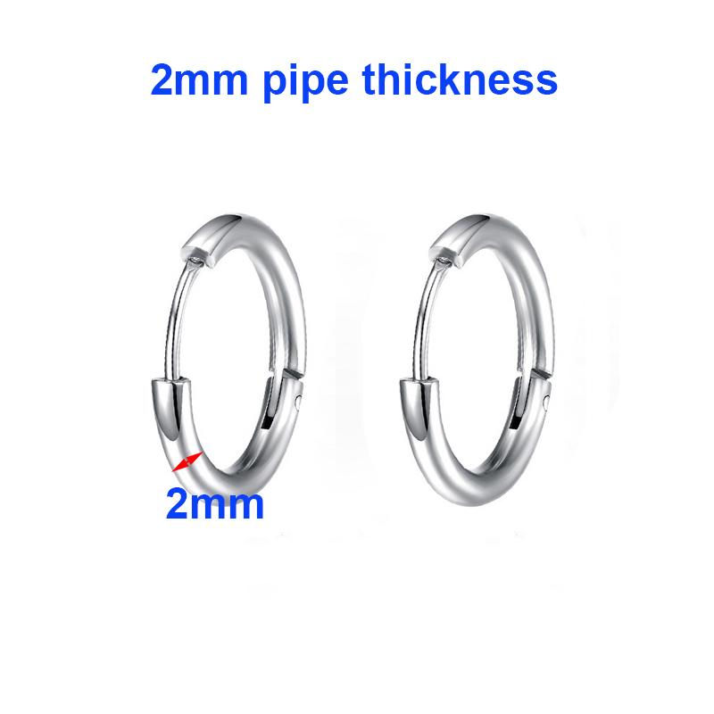 Titanstahl 2/2,5 mm Rohrdicke Mehrere Größen Runde Creolen für Herren Klassischer Schmuck für Accessoires